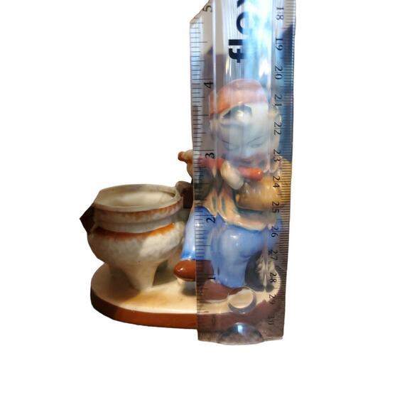 Vintage Japanese Majolica Boy Playing Flute With Small Urn Planter/small holder - Picture 5 of 6